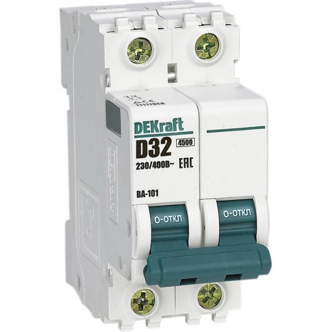 Автоматический выключатель SCHNEIDER ELECTRIC DEKRAFT 2Р 32А х-ка C ВА-101 4,5кА 11069DEK Автоматический выключатель SCHNEIDER ELECTRIC DEKRAFT 2Р 32А х-ка C ВА-101 4,5кА 11069DEK