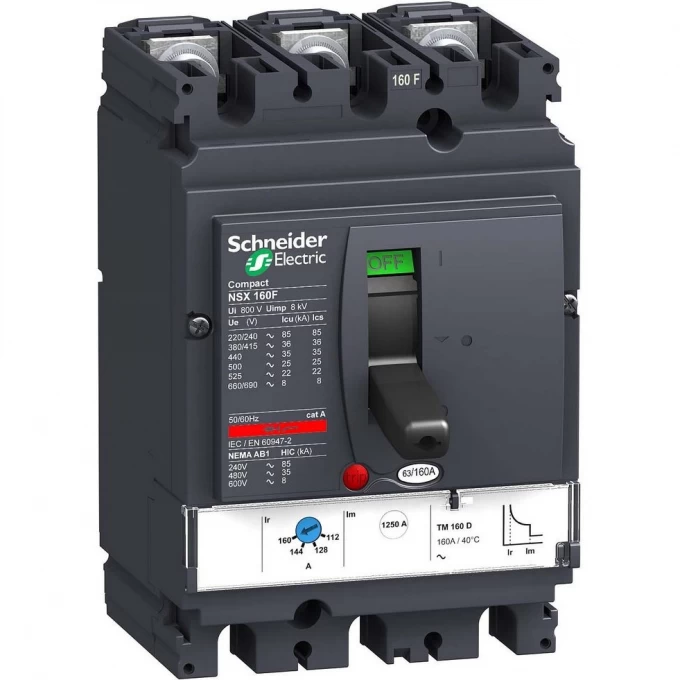 Автоматический выключатель 3П3Т SCHNEIDER ELECTRIC COMPACT TM125D NSX160F LV430631 Автоматический выключатель 3П3Т SCHNEIDER ELECTRIC COMPACT TM125D NSX160F LV430631