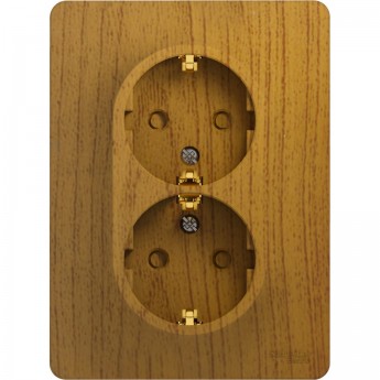 Розетка двойная SCHNEIDER ELECTRIC GLOSSA с заземлением, со шторками, в сборе, дерево дуб