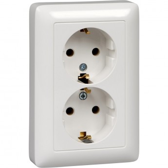 Розетка двойная SCHNEIDER ELECTRIC ХИТ С/У, с заземлением без шторок 16А, 250В, белый. Россия