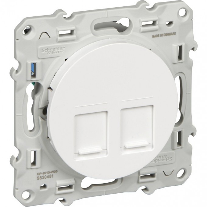 Розетка компьютерная SCHNEIDER ELECTRIC ODACE RJ45 двойная, infraplus, неэкранированный кабель, кат. 5е, БЕЛЫЙ S52R481