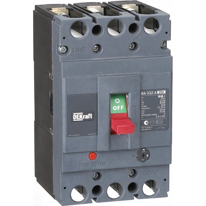 Силовой автоматический выключатель SCHNEIDER ELECTRIC DEKRAFT 3P 25А c Ir=20А-25А 50кА ВА-332 21131DEK