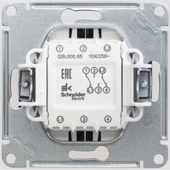 2-клавишный переключатель SCHNEIDER ELECTRIC GLOSSA, сх.6/2, 10АХ, механизм, ШОКОЛАД