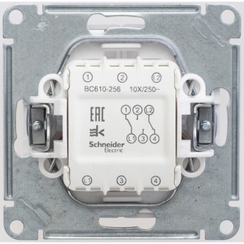 2-клавишный переключатель SCHNEIDER ELECTRIC W59, 10АХ, механизм, МАТОВЫЙ ХРОМ