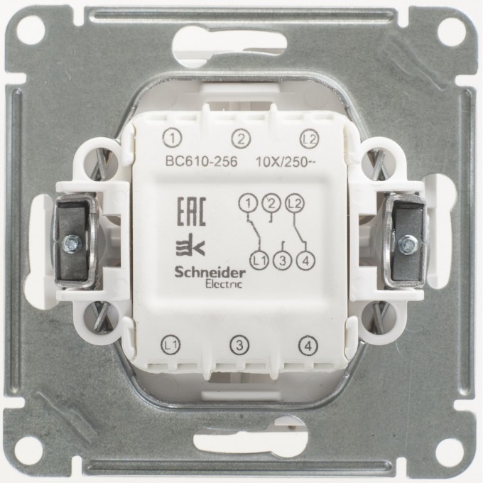 2-клавишный переключатель SCHNEIDER ELECTRIC W59, 10АХ, механизм, ШАМПАНЬ VS610-256-4-86