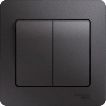 2-клавишный выключатель SCHNEIDER ELECTRIC GLOSSA, сх.5, 10АХ, в сборе, ГРАФИТ