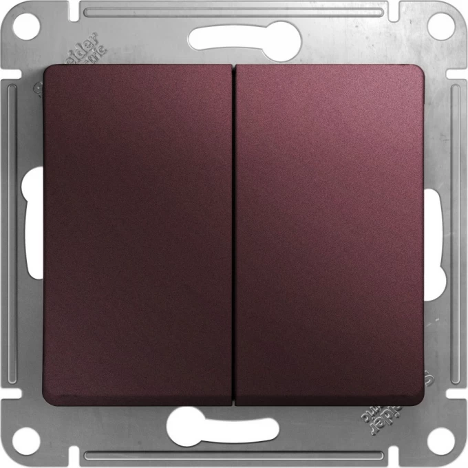 2-клавишный выключатель SCHNEIDER ELECTRIC GLOSSA, сх.5, 10AX, механизм, БАКЛАЖАНОВЫЙ GSL001151 2-клавишный выключатель SCHNEIDER ELECTRIC GLOSSA, сх.5, 10AX, механизм, БАКЛАЖАНОВЫЙ GSL001151