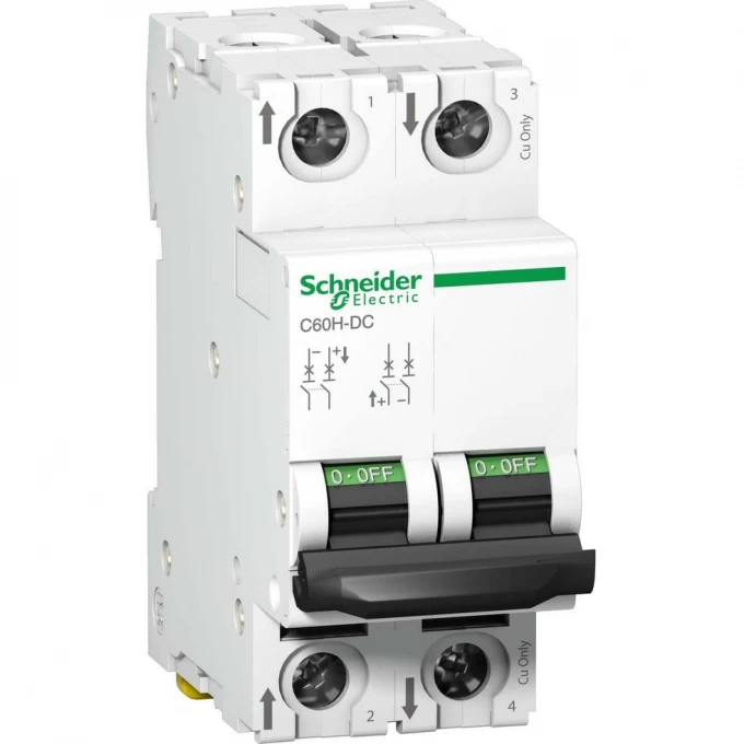 Автоматический выключатель SCHNEIDER ELECTRIC ACTI 9 C60H-DC 2П 1А C 500В DC A9N61521 Автоматический выключатель SCHNEIDER ELECTRIC ACTI 9 C60H-DC 2П 1А C 500В DC A9N61521