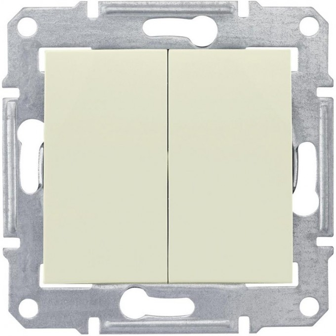 Переключатель 2-клавишный SCHNEIDER ELECTRIC SEDNA, сх.6+6, 10А, 250В, бежевый SDN0600147