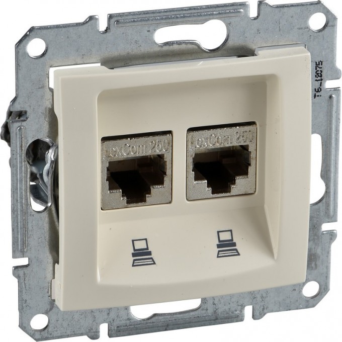 Розетка двойная компьютерная SCHNEIDER ELECTRIC SEDNA RJ45, кат. 6, неэкр. UTP, бежевый SDN4800147