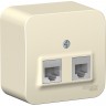 Розетка двойная компьютерная/телефонная SCHNEIDER ELECTRIC BLANCA RJ45+RJ11, кат.5E, с изолирующей пластиной, молочный BLNIA045112