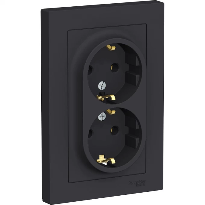 Розетка двойная SCHNEIDER ELECTRIC ATLASDESIGN с заземлением, в сборе, карбон ATN001024 Розетка двойная SCHNEIDER ELECTRIC ATLASDESIGN с заземлением, в сборе, карбон ATN001024