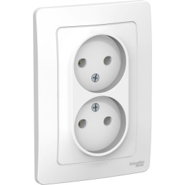 Розетка двойная SCHNEIDER ELECTRIC BLANCA с/у без заземления, без шторок, 16А, 250В, белый