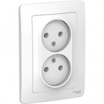 Розетка двойная SCHNEIDER ELECTRIC BLANCA с/у без заземления, без шторок, 16А, 250В, белый