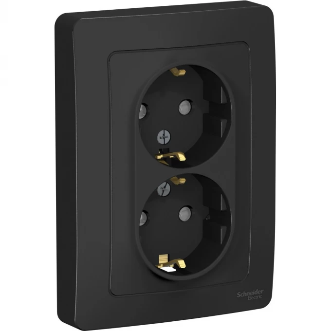 Розетка двойная SCHNEIDER ELECTRIC BLANCA с/у, с заземлением, со шторками, 16А, 250В, антрацит BLNRS001126 Розетка двойная SCHNEIDER ELECTRIC BLANCA с/у, с заземлением, со шторками, 16А, 250В, антрацит BLNRS001126