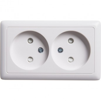 Розетка двойная SCHNEIDER ELECTRIC ХИТ О/У, без заземления, со шторками, ИЗОЛ.ПЛ. 16А, белый. Россия