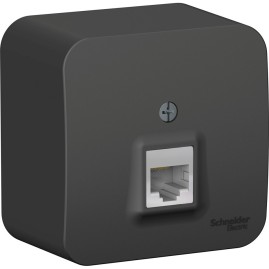 Розетка компьютерная SCHNEIDER ELECTRIC BLANCA RJ45, кат.5E, с изолирующей пластиной, АНТРАЦИТ