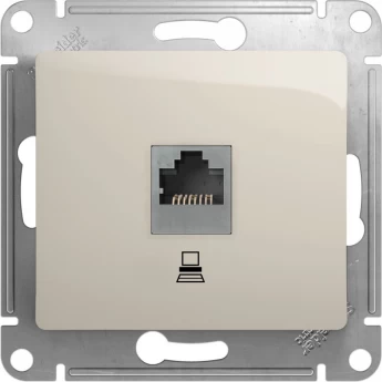 Розетка компьютерная SCHNEIDER ELECTRIC GLOSSA RJ45, кат.5E, механизм, МОЛОЧНЫЙ