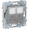 Розетка компьютерная SCHNEIDER ELECTRIC UNICA NEW, RJ45, двойная, кат. 5е UTP, алюминий NU542030