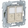 Розетка компьютерная SCHNEIDER ELECTRIC UNICA NEW, RJ45, двойная, кат. 5е UTP, бежевый NU542044