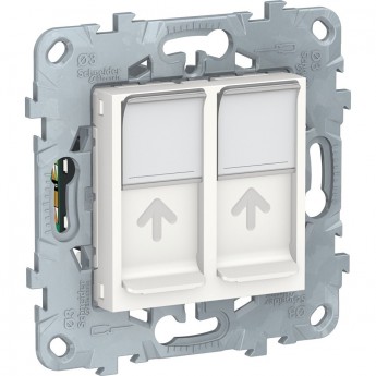 Розетка компьютерная SCHNEIDER ELECTRIC UNICA NEW, RJ45, двойная, кат. 5е UTP, белый