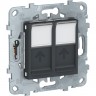 Розетка компьютерная SCHNEIDER ELECTRIC UNICA NEW, RJ45, двойная, кат. 6 UTP, антрацит NU542454