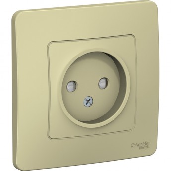 Розетка одинарная SCHNEIDER ELECTRIC BLANCA без заземления, со шторками, 16А, 250В, БЕЖЕВЫЙ