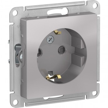 Розетка SCHNEIDER ELECTRIC ATLASDESIGN с заземлением, со шторками, механизм, алюминий