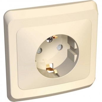Розетка SCHNEIDER ELECTRIC ЭТЮД С/У с заземлением со шторками 16А 250B, кремовый, Россия