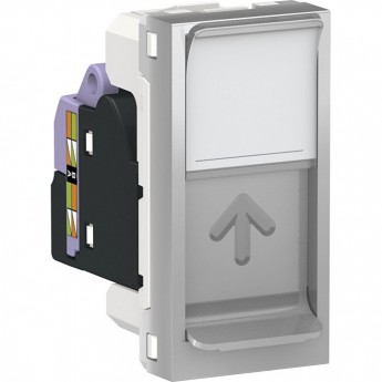 Розетка SCHNEIDER ELECTRIC UNICA MODULAR компьютерная, RJ45, одиночная, кат.6 UTP 1 модуль, алюминий