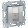 Розетка SCHNEIDER ELECTRIC UNICA NEW компьютерная, RJ45, одиночная, кат. 6 UTP, алюминий NU541530