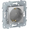Розетка SCHNEIDER ELECTRIC UNICA NEW с заземлением, без шторок, с винтовыми зажимами, 16 А, 250 В, алюминий NU503630