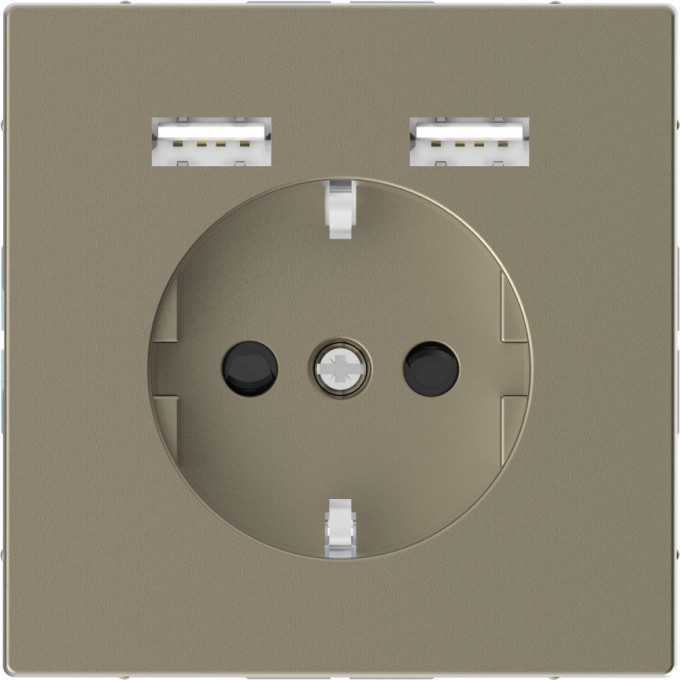 Розетка силовая SCHNEIDER ELECTRIC MERTEN D-LIFE 16А, с зарядкой USB A+A 2,4 A, САХАРА MTN2366-6033