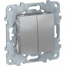 Выключатель 2-клавишный SCHNEIDER ELECTRIC UNICA NEW, сх. 5, алюминий NU521130