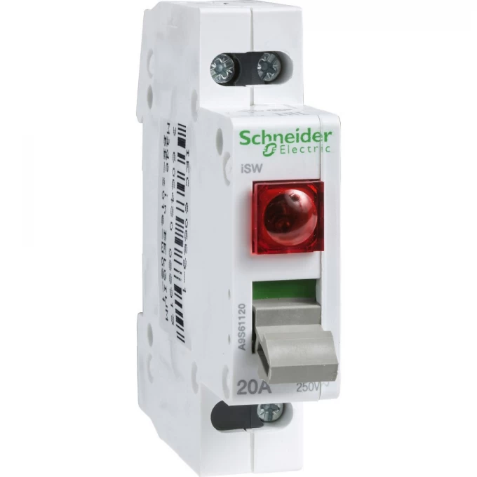 Выключатель нагрузки с индикатором SCHNEIDER ELECTRIC ACTI 9 iSW 2П 20A красный A9S61220
