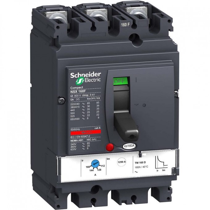 Автоматический выключатель 3P SCHNEIDER ELECTRIC COMPACT NSX TM160D NSX160N LV430840 Автоматический выключатель 3P SCHNEIDER ELECTRIC COMPACT NSX TM160D NSX160N LV430840