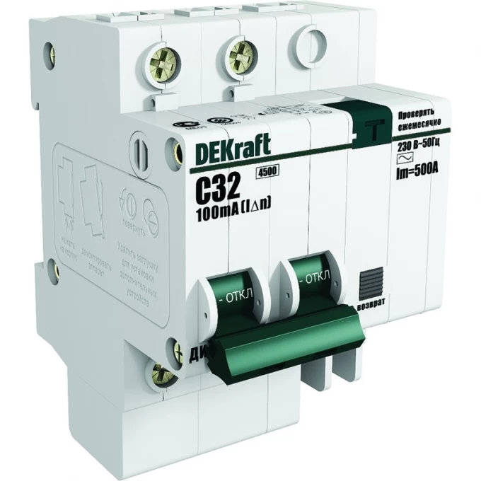 Дифференциальный автоматический выключатель SCHNEIDER ELECTRIC DEKRAFT 1P+N 63А 100мА тип AC х-ка C ДИФ-101 4,5кА 15208DEK Дифференциальный автоматический выключатель SCHNEIDER ELECTRIC DEKRAFT 1P+N 63А 100мА тип AC х-ка C ДИФ-101 4,5кА 15208DEK