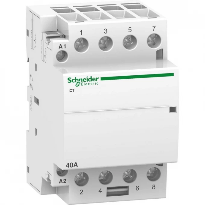 Модульный контактор SCHNEIDER ELECTRIC ACTI9 iCT40A 4НО 220/240В АС 50ГЦ A9C20844 Модульный контактор SCHNEIDER ELECTRIC ACTI9 iCT40A 4НО 220/240В АС 50ГЦ A9C20844