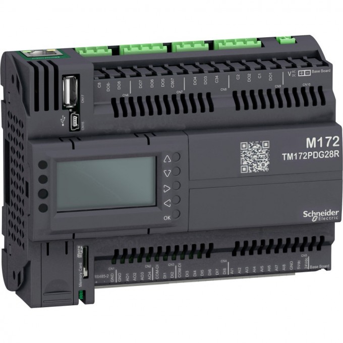 Программируемый контроллер SCHNEIDER ELECTRIC MODICON М172, дисплей, 28 I/O, Eth, 2 MB TM172PDG28R