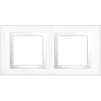 Рамка SCHNEIDER ELECTRIC UNICA с декоративным элементом, 2-постовая, БЕЛЫЙ