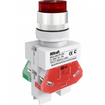 Выключатель кнопочный SCHNEIDER ELECTRIC DEKRAFT ABLFP ?22 мм LED кр. 24В AC/DC ВK-22