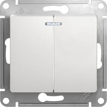 2-клавишный выключатель SCHNEIDER ELECTRIC GLOSSA с подсветкой, сх.5а, 10АХ, механизм, БЕЛЫЙ