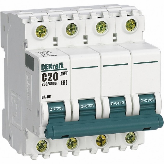 Автоматический выключатель SCHNEIDER ELECTRIC DEKRAFT 4Р 63А х-ка C ВА-101 4,5кА 11096DEK