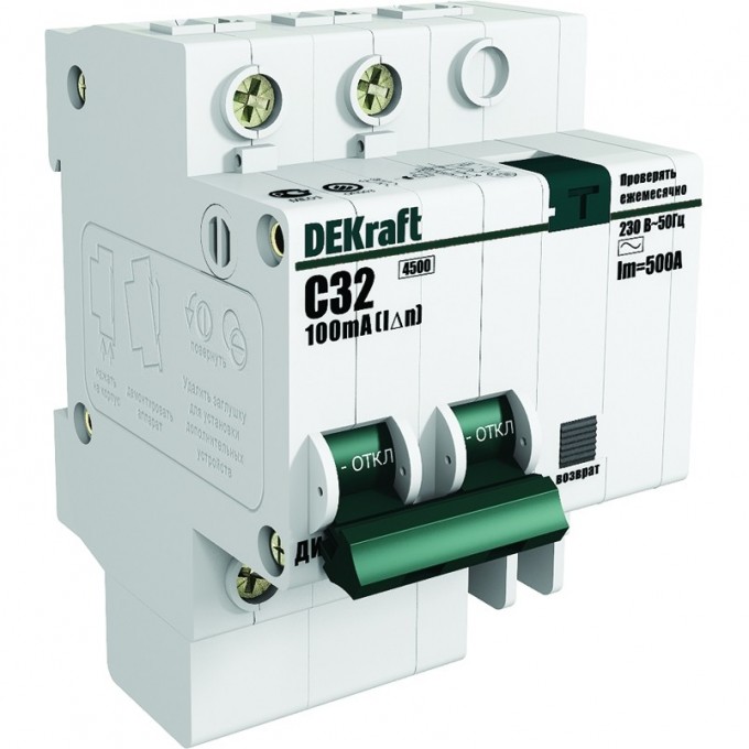 Дифференциальный автоматический выключатель SCHNEIDER ELECTRIC DEKRAFT 1P+N 50А 100мА тип AC х-ка C ДИФ-101 4,5кА 15207DEK Дифференциальный автоматический выключатель SCHNEIDER ELECTRIC DEKRAFT 1P+N 50А 100мА тип AC х-ка C ДИФ-101 4,5кА 15207DEK