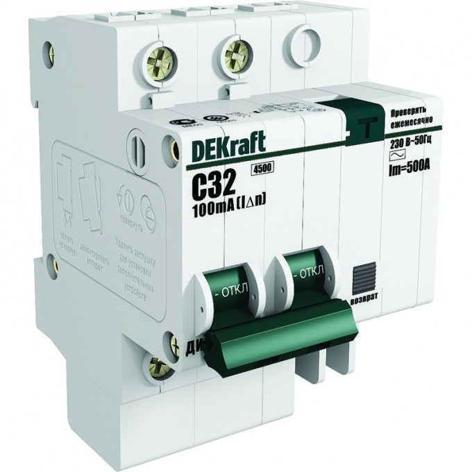 Дифференциальный автоматический выключатель SCHNEIDER ELECTRIC DEKRAFT 2Р 20А 30мА тип AC х-ка С ДИФ-101 4,5кА 15004DEK Дифференциальный автоматический выключатель SCHNEIDER ELECTRIC DEKRAFT 2Р 20А 30мА тип AC х-ка С ДИФ-101 4,5кА 15004DEK