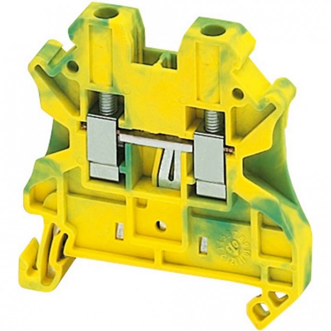 Клеммник винтовой с заземлением SCHNEIDER ELECTRIC LINERGY, сечением провода 4ММ2, 2 точки подключения, желтый/зеленый NSYTRV42PE