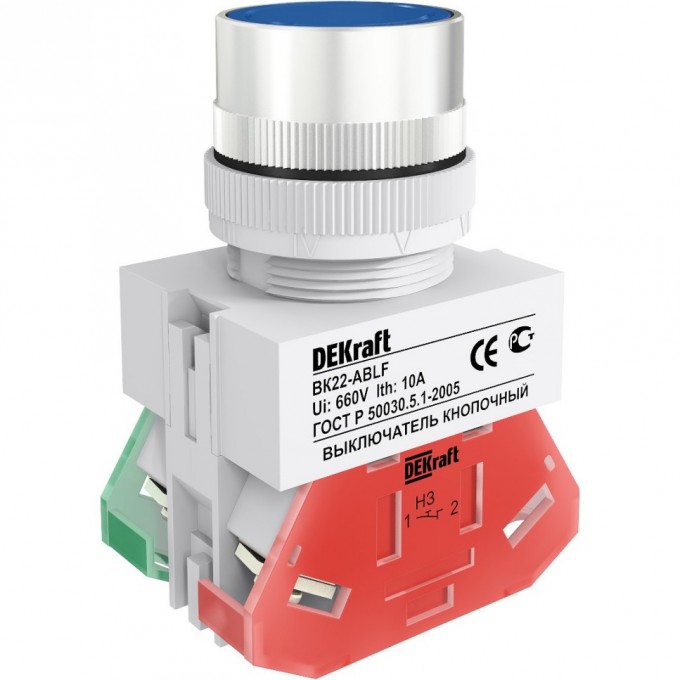 Выключатель кнопочный SCHNEIDER ELECTRIC DEKRAFT ABLF ?22 мм Цвет:СИНИЙ 220В ВK-22 25016DEK Выключатель кнопочный SCHNEIDER ELECTRIC DEKRAFT ABLF ?22 мм Цвет:СИНИЙ 220В ВK-22 25016DEK