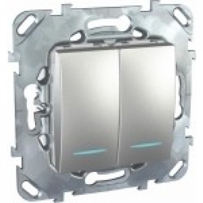 Выключатель 2-клавишный SCHNEIDER ELECTRIC UNICA TOP, 2 модуля, с подсветкой, 2 х сх. 1а, АЛЮМИНИЙ MGU5.0101.30NZD Выключатель 2-клавишный SCHNEIDER ELECTRIC UNICA TOP, 2 модуля, с подсветкой, 2 х сх. 1а, АЛЮМИНИЙ MGU5.0101.30NZD