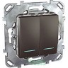 Выключатель 2-клавишный SCHNEIDER ELECTRIC UNICA TOP, 2 модуля, с подсветкой, 2 х сх. 1а, ГРАФИТ MGU5.0101.12NZD