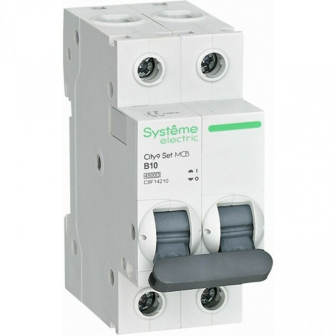 Выключатель автоматический модульный SCHNEIDER ELECTRIC 2п B 10А 4.5кА City9 Set 230В SE C9F14210